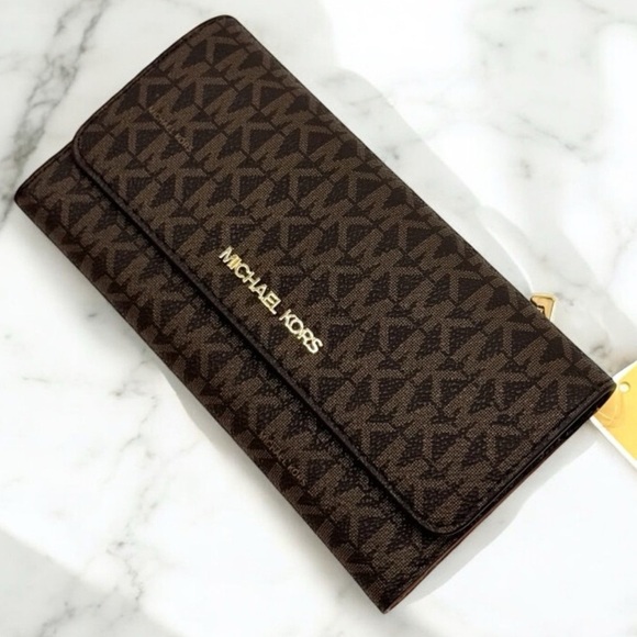 Michael Kors Large Jet Set Travel Signature Wallet Brown - Picture 6 of 8